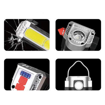 Portable COB Solar Work Light Rechargeable LED Flashlight Super Bright Camping Waterproof Car Repair Lamp With Hook Magnetic