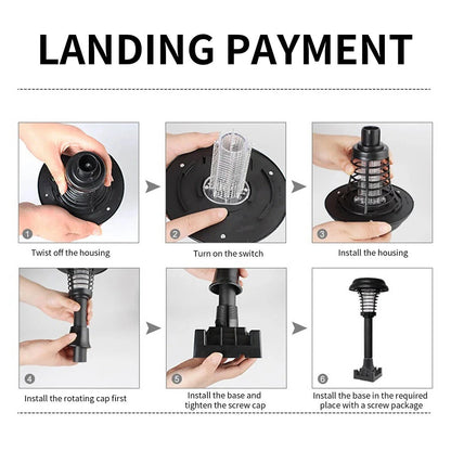 Elfeland Solar Powered Mosquito Killer Lawn Light Outdoor Zapper IP65 Waterproof UV Attraction & Electric Grid for Garden