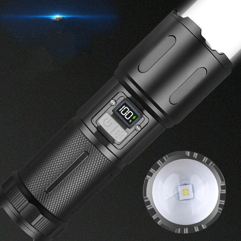 30W LED Flashlight Long Shoot Search Flashlight White Light High Power Torch Tactical Telescopic Zoom Hunting Lights