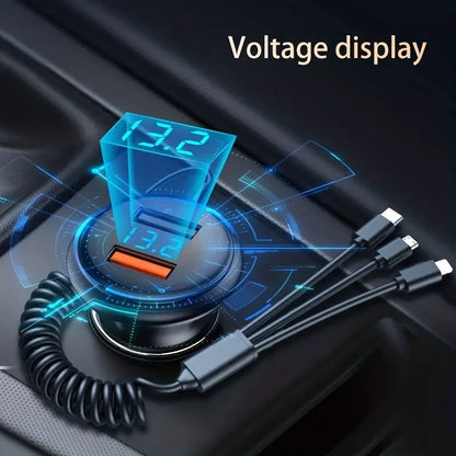 5 In 1 160W Car Fast Charger QC3.0 Fast Charging Voltage Display USB Type C Fast Phone Charger For iPhone Samsung