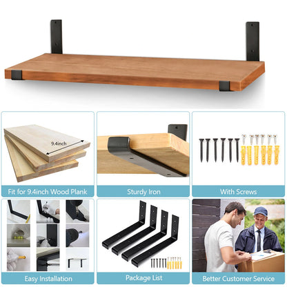 4PCS Wall Mounted Floating Shelves Holder DIY Storage Shelving Display Bracket