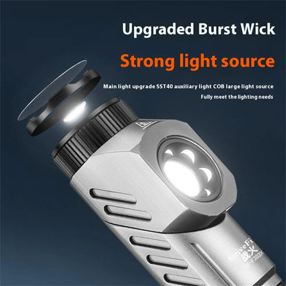 Bikight 1500 Lumens L-shape 21700 LED Flashlight 90 Swivel Emergency Magnetic Work Lamp 21700 Rechargeable Flash Light Outdoor Tactical Corner Light LED Torch