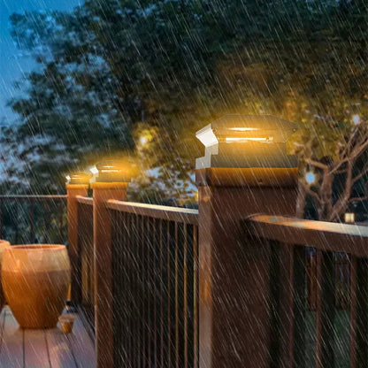 LED Solar Post Light 3000K+6000K Outdoor Transparent Garden Fence Villa Gate Post Lamp Courtyard Wall Lace Column Lamp  IP65 Waterproof