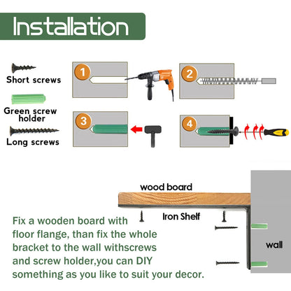 4PCS Wall Mounted Floating Shelves Holder DIY Storage Shelving Display Bracket