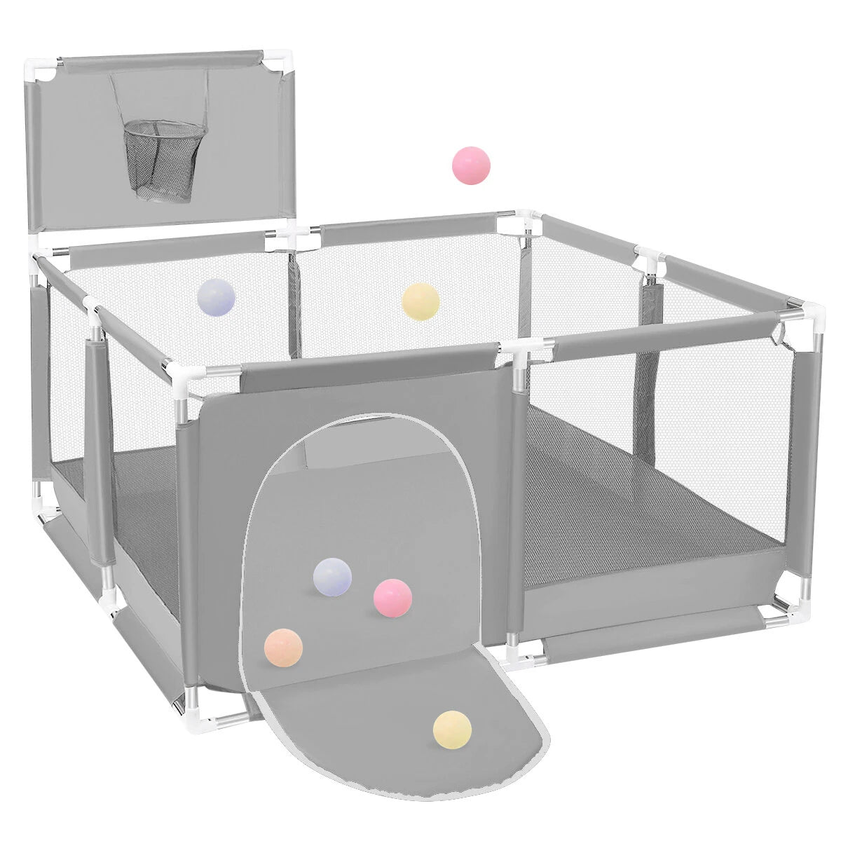 Comomy Baby Playpen, Indoor & Outdoor Kids Activity Center, Sturdy Safety Play Yard with Super Soft Breathable Mesh,Kid's Fence for Infants Toddlers