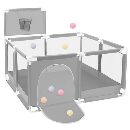 Comomy Baby Playpen, Indoor & Outdoor Kids Activity Center, Sturdy Safety Play Yard with Super Soft Breathable Mesh,Kid's Fence for Infants Toddlers