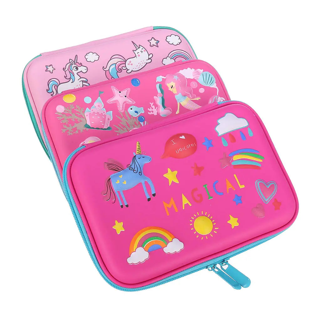 EVA Cartoon Pencil Case Pen Bag Large Mermaid Crocodile Dinosaur Pencil Box Kids School Students Stationary Gifts