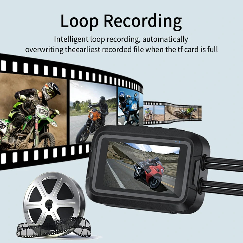 Motorcycle DVR 3.0 inch IPS Dual 1080P Full HD Full Body Waterproof Moto Camera WiFi GPS Dash Cam Front Rear Driving Video Recorder