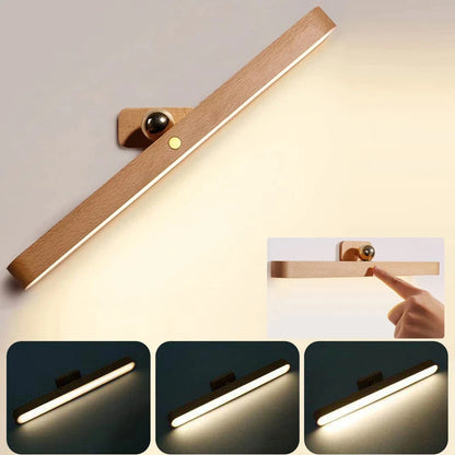 Cordless Mirror Front Light USB LED Night Light Makeup Light Wooden LED Night Light USB Magnetic Mirror Fill Light Touch Wall Lamp Kitchen Cabinet Light Bedside Lamps