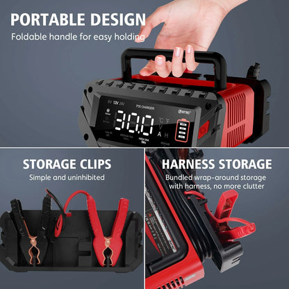 HTRC 6V 12V 24V 10A-30A Smart Repair Battery Maintainer Charger P30 Charging Charger for Car Motorcycle Boat Lead-Acid AGM Lithium LiFePo4 Battery