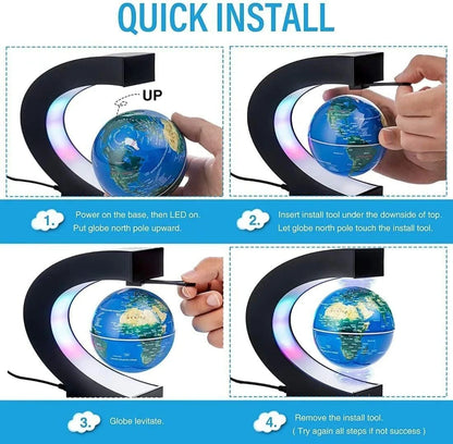 Magnetic Levitating Globe World Map with LED light Home Office Decoration Educational Gifts for Kids US Plug