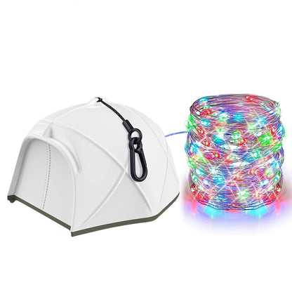 Multifunctional Tent-Shaped LED Lantern With Retractable 10m/15m String Lights Built-in XTE Spotlight Rechargeable Portable Camping & Emergency Light