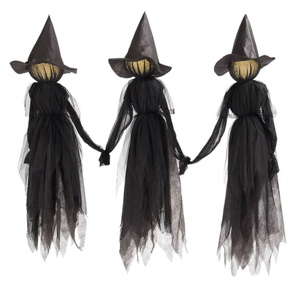 Elfeland 1/3pcs Faceless Voice-Activated Floating Witch Decor with 7-Color Glowing Head & Sound Effects Life-Size Scary Halloween Prop