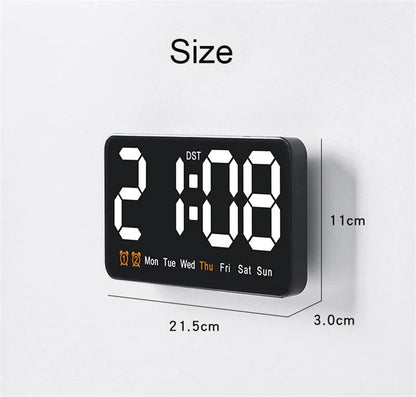 Large Display Led Digital Wall Clock Brightness Adjustable Voice Control Display Temperature Desktop Alarm Clock