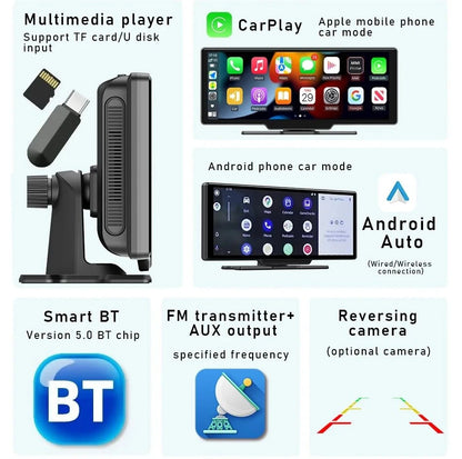 10.26 inch Portable bluetooth Car MP5 Player HD Large Screen Wireless Carplay Car Radio Built-in 1W Speaker