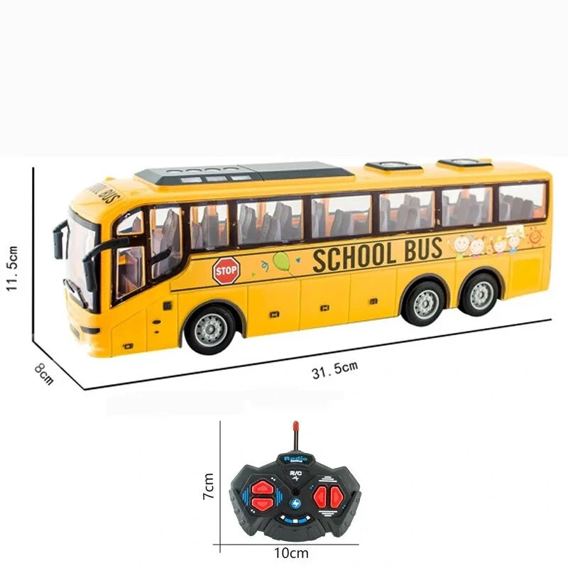 27hz Kids Rc Car Remote Control Electric School Bus with Light Tour For Children Toys Gift