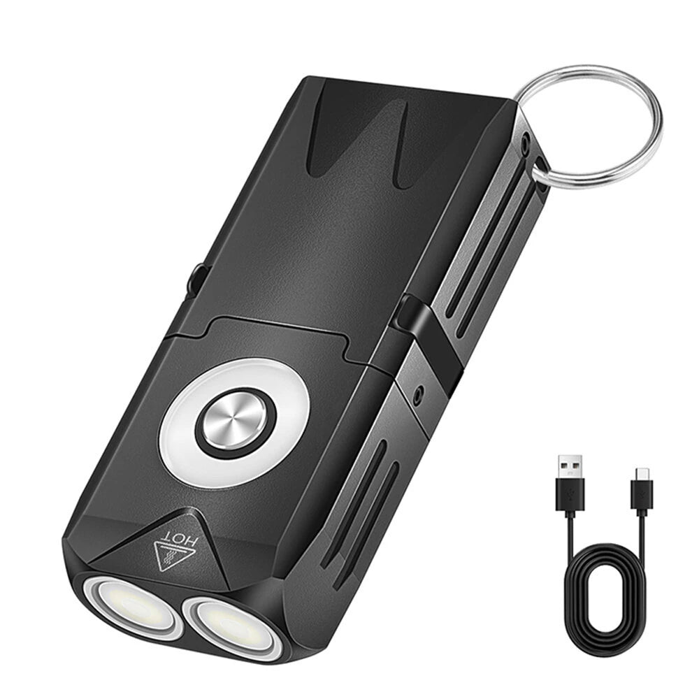 SEEKNITE EV15 650 Lumens Portable Outdoor Emergency Magnetic EDC Flashlight - White Light + RGB Aluminum Alloy Keychain Light with Type-C Rechargeable LED Keychain Light