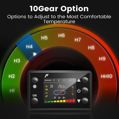 HCALORY HBS2 3.5L 8KW Diesel Parking Heater with Automatic Start and Stop 2500/5000M Plateau Mode Bluetooth/Remote/LCD Intelligent Control 12V/24V/220-240V for Truck RV Trailer Van Boat Tent