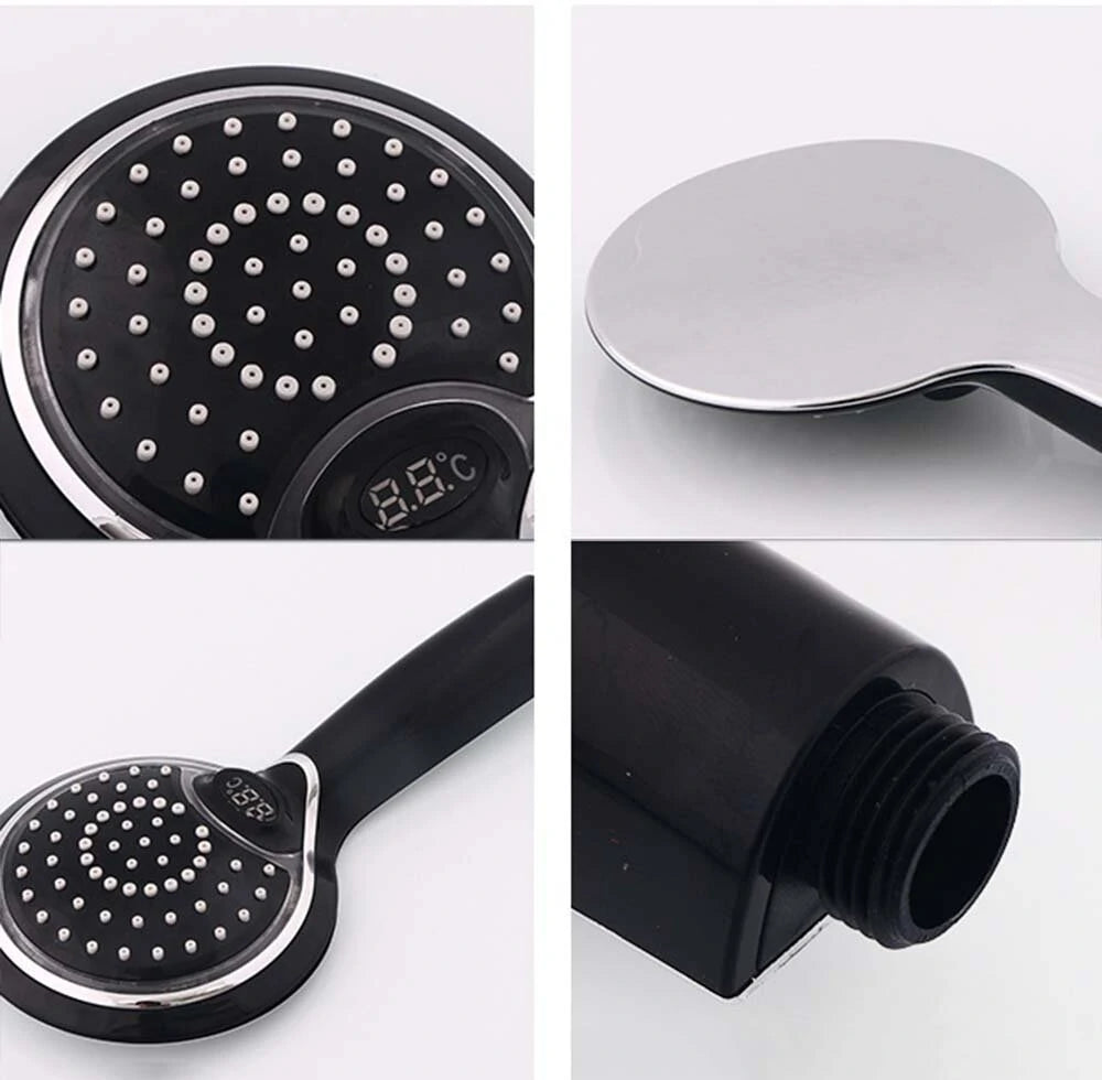 Bathroom Handheld Shower Sprayer Faucet Shower Head High Pressure w/ LED Water Temperature Display