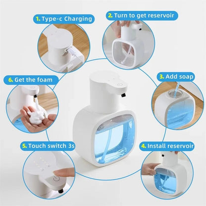 Smart Foam Hand Soap Dispenser 500ml Capacity Waterproof Design with Infrared Sensor for Home Kitchen Bathroom