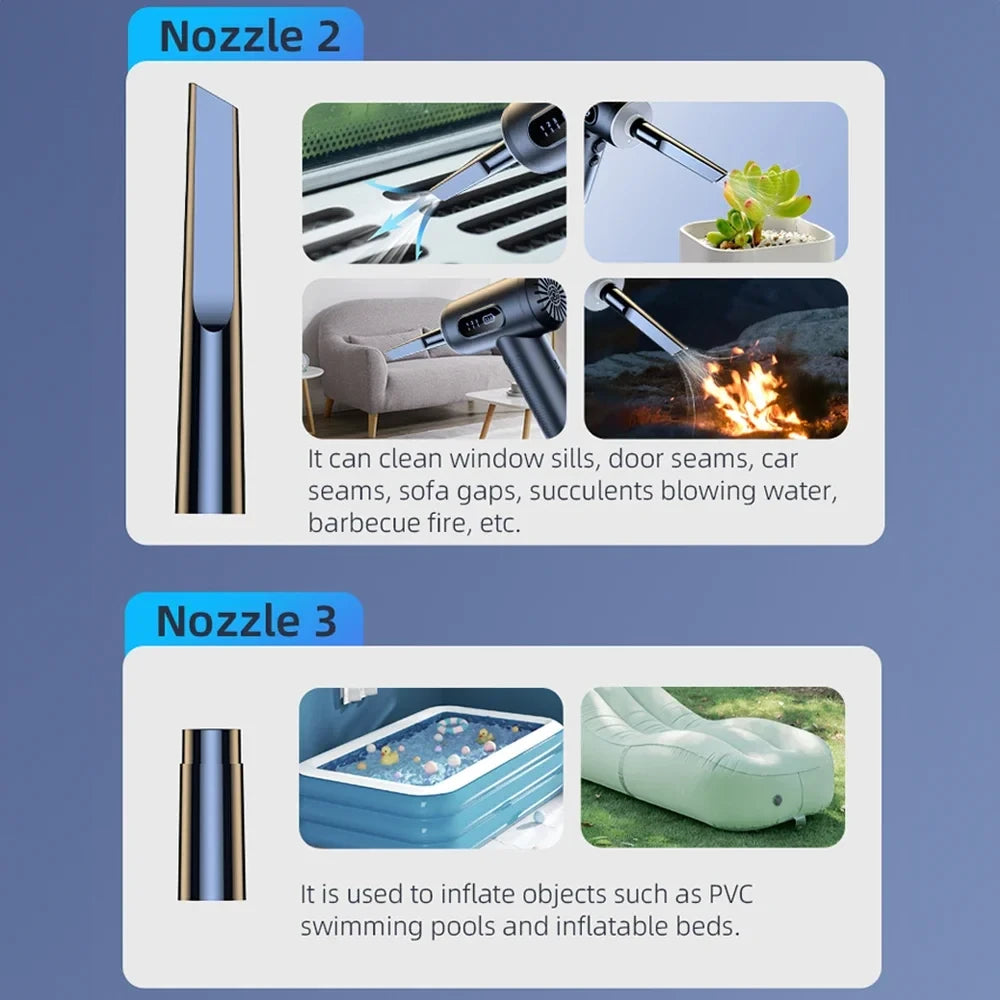 Handheld Portable Digital Dust Blower 50000rpm Blowing And Suction Integrated Air Pumping Vacuum Cordless Dust Blower with LED Light