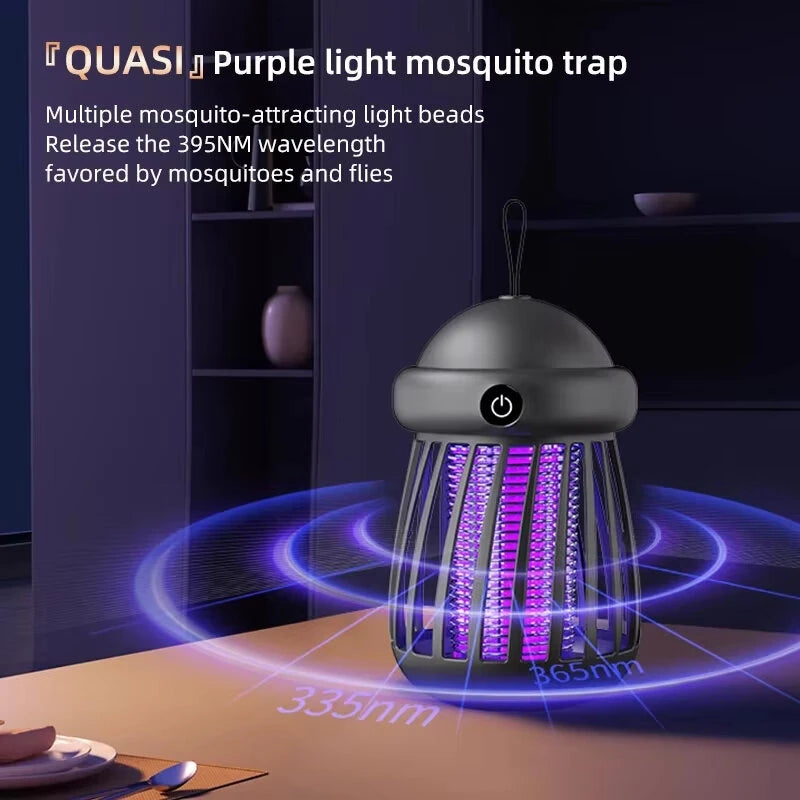USB Rechargeable Mini UV Mosquito Killer Lamp 360 Coverage 3000V Electric Grid Dual UV & Night Light Modes Portable Indoor/Outdoor Zapper