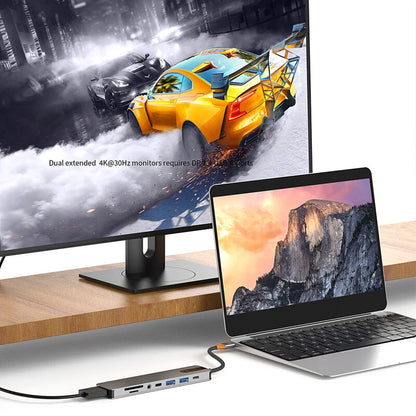 8-in-1 Type-C Docking Station USB Adapter with USB3.0*2 / Type-C 3.0 / PD100W / 4K60Hz HD / 3.5mm Audio / SD/TF Card Reader Slot Multiports USB Hubs