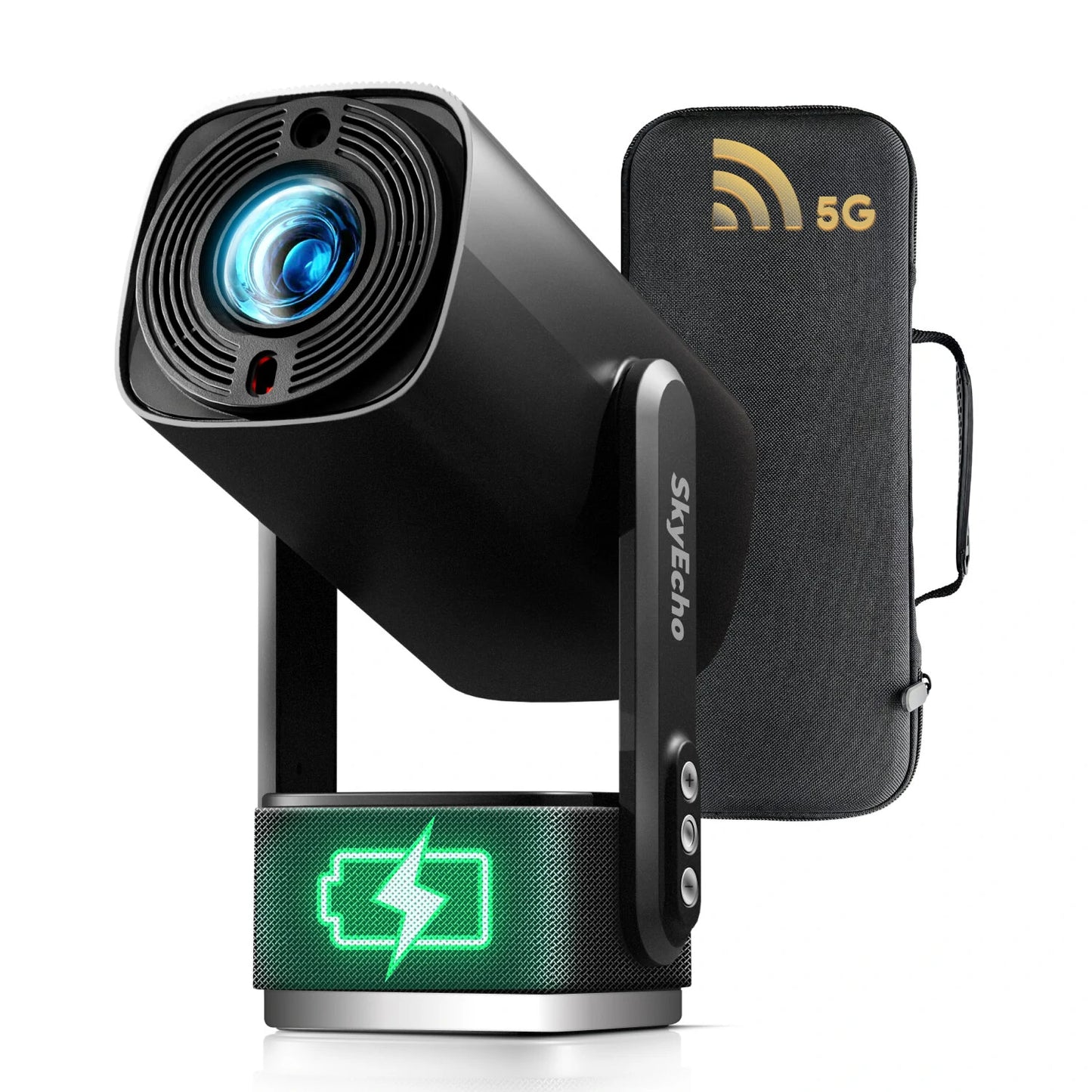 [EU/US Direct] SkyEcho FreeONE-Pro Auto Focus Built-in battery Ceiling Projector Android 1+8G 350 ANSI Lumens 1080P 4K Decoding Supported Built-in 6W Surround Speaker WiFi6 bluetooth 5.2 Home Theater Outdoors Wireless Projectors