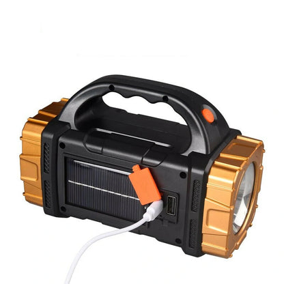 Solar Charging Powerful Spotlight With Strong Light Outdoor LED Flashlight Large Capacity Lithium Battery With Power Bank Function Portable Rechargeable Lamp Searchlight