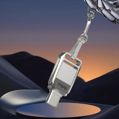 Netac US31 Type-C & USB3.2 Flash Drive 128G/64G/32G Zinc Alloy Mini Portable Memory U Disk for PC Phone Projector Car Speaker