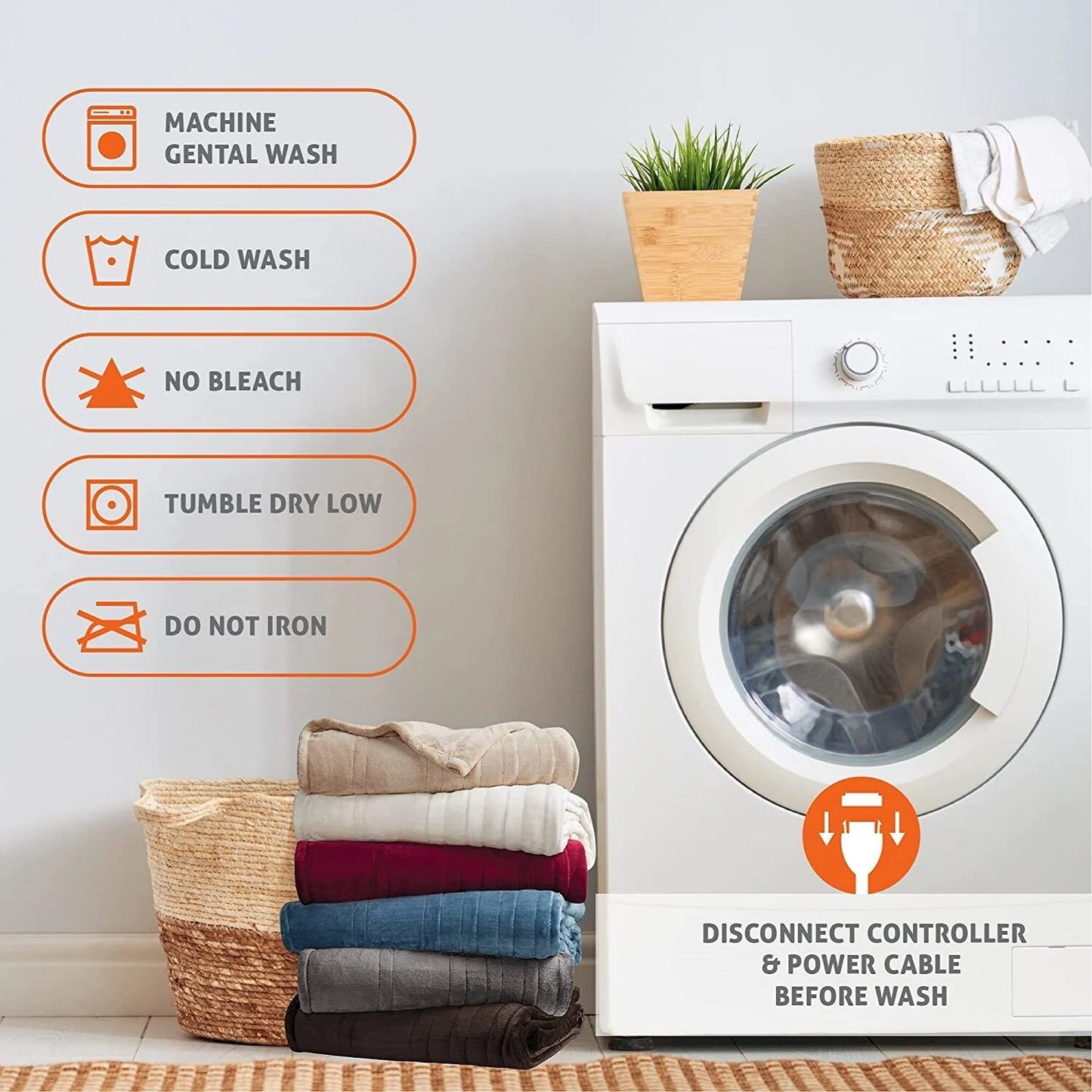 Baban 150*180cm Electric Heated Blanket Heating Bed Blankets Throw with 6 Heating Levels 10 Hours Auto Off Over-Heated Protection Ultra Soft Warm Flannel ETL Certified