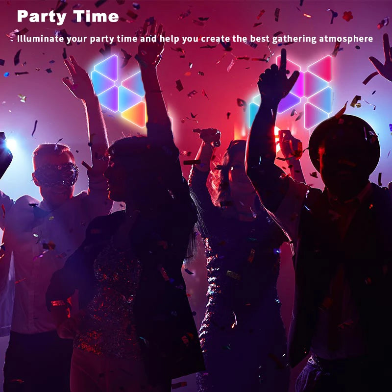 Elfeland 6Pack RGBIC Triangle Quantum Light Panels DIY Splicing Wall Lights with Music Sync APP & Remote Control Gaming Atmosphere Lamp