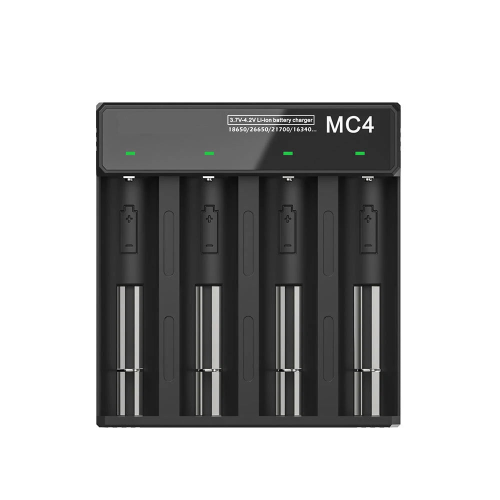 3.7V-4.2V LED Power Indicator TC/CC/CV 3Modes USB Rechargeable 4Slots Lithium Battery Charger 18650/26650/21700 Battery Charger