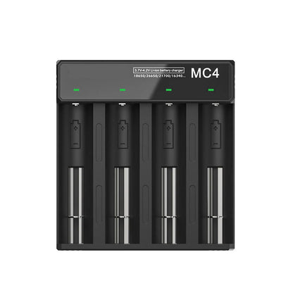 3.7V-4.2V LED Power Indicator TC/CC/CV 3Modes USB Rechargeable 4Slots Lithium Battery Charger 18650/26650/21700 Battery Charger