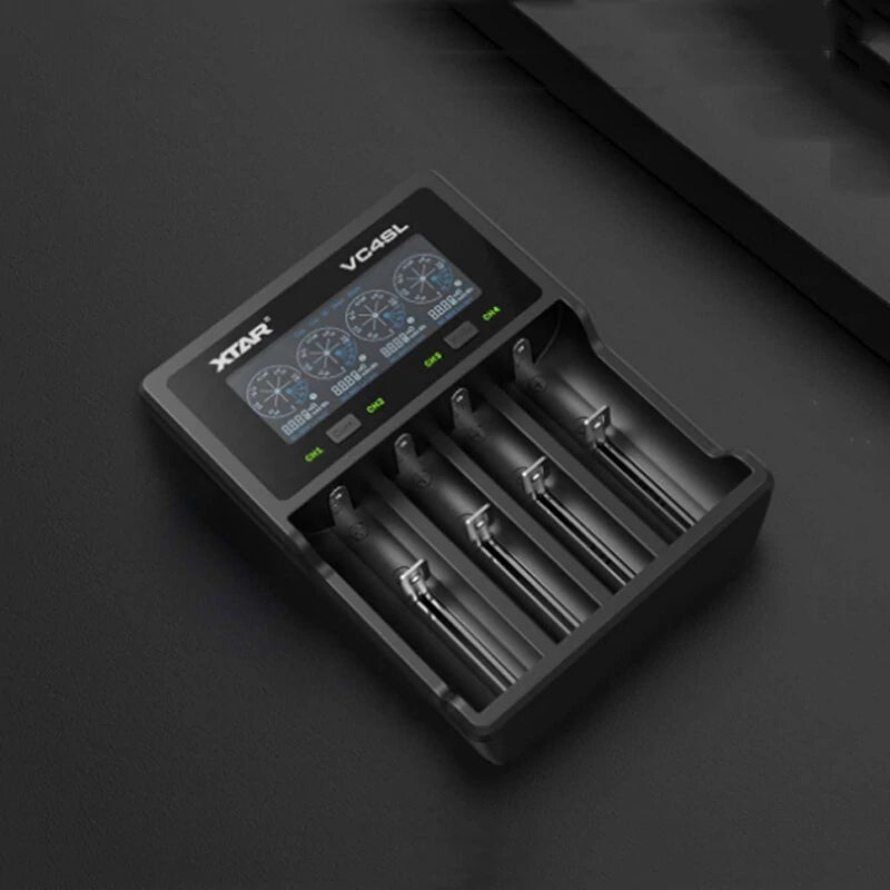 XTAR VC4SL QC3.0 LCD Screen Display 3.6V/3.7V/1.2V Li-ion Battery Charger 4-Slots Type-C Fast Charging Current Optional for 18650/21700 AAA AA Battery