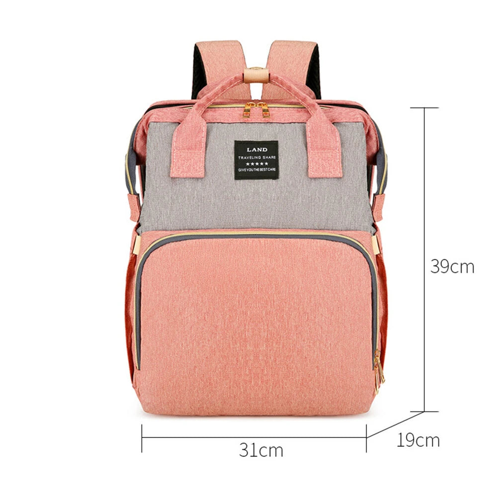 Foldable Baby Bed, Multifunctional Mommy Backpack, Large Outdoor Baby Changing Bag Tote, Stylish & Practical Diaper Backpack