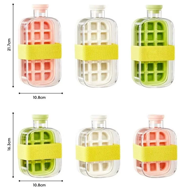 Silicone One-click Ice Mold Bottle Cooler Cup with Straw Ice Cube Tray with Lid for Freezer Creative No Touch Mould for Summer