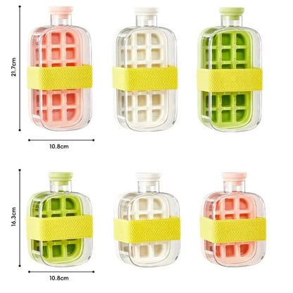 Silicone One-click Ice Mold Bottle Cooler Cup with Straw Ice Cube Tray with Lid for Freezer Creative No Touch Mould for Summer