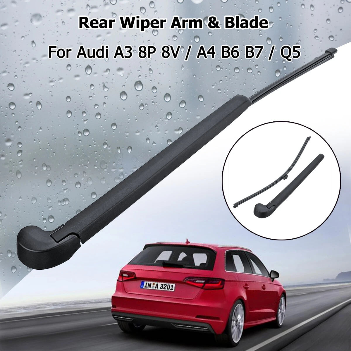 13Inch Auto Rear Windscreen Wiper Arm Blade For Audi A3 8P 8V A4 B6 B7 Q5