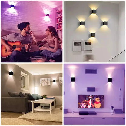 9W Tuya WIFI Smart RGB LED Wall Lamp Outdoor Waterproof Cube RGBW APP Dimming Exterior Wall Light Atmosphere Washer Light