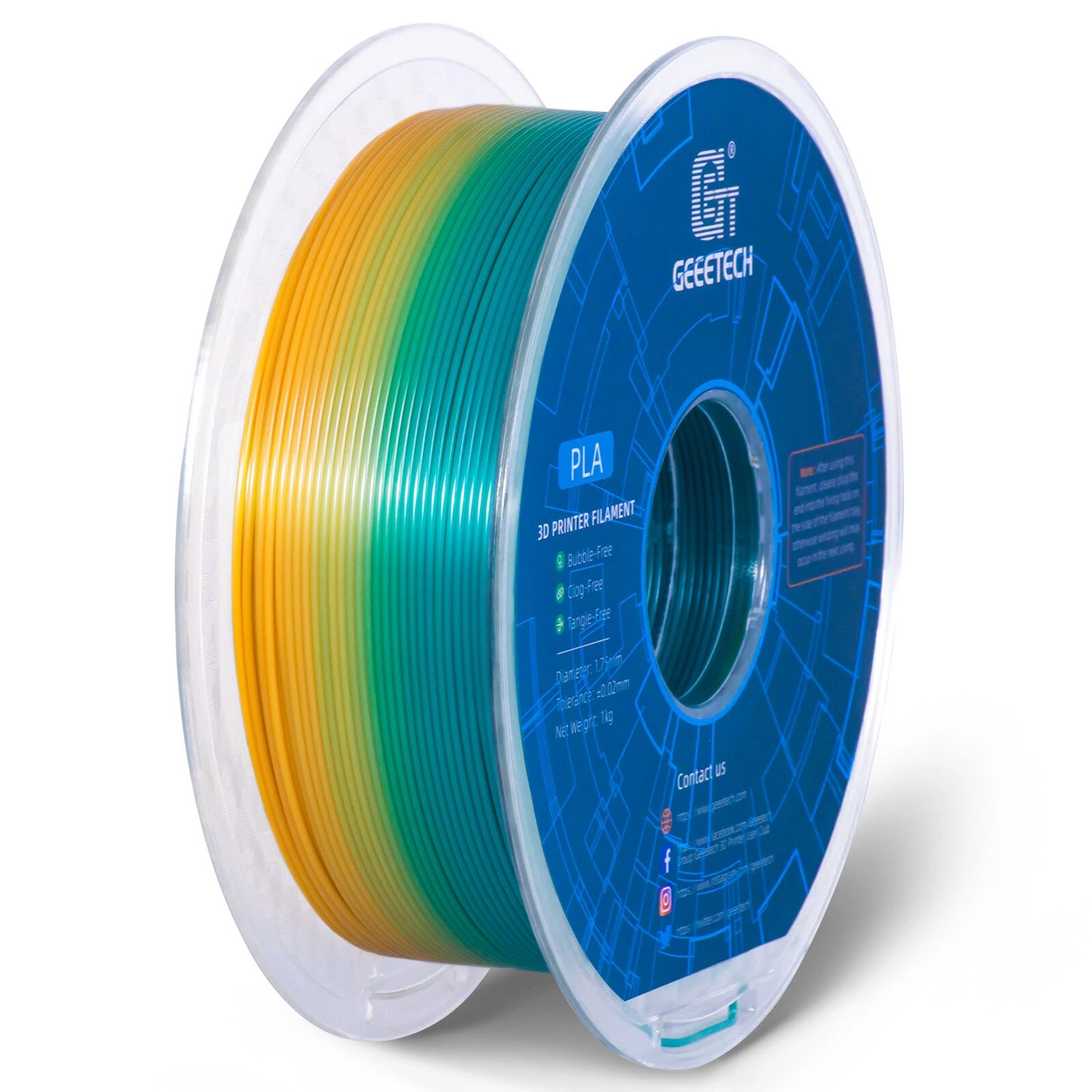 Geeetech PLA 3D Printing Filament Transparent/Gradient/Green 1KG 1.75mm for 3D Printing