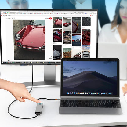 8-in-1 Type-C Docking Station USB Adapter with USB3.0*2 / Type-C 3.0 / PD100W / 4K60Hz HD / 3.5mm Audio / SD/TF Card Reader Slot Multiports USB Hubs