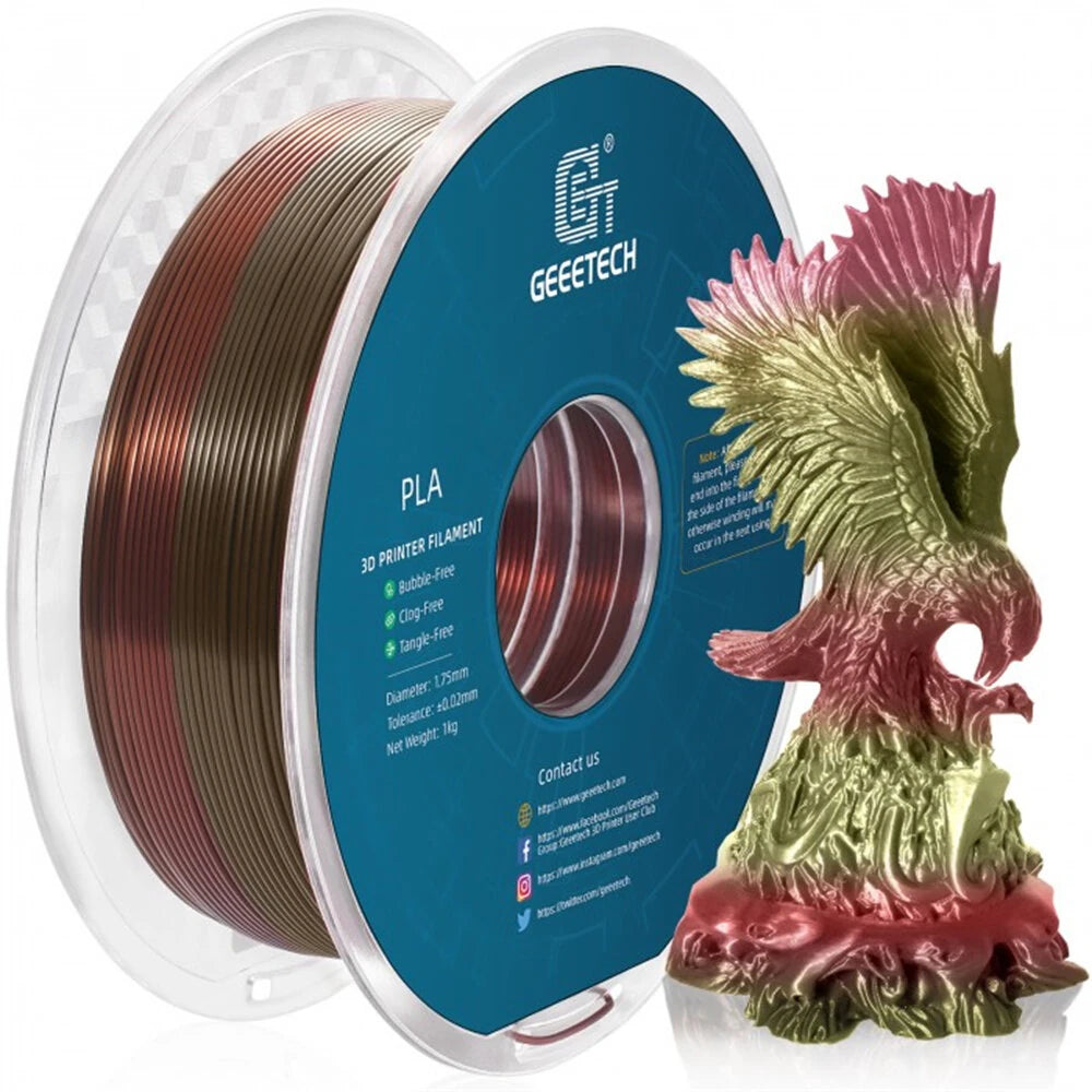 [EU/UK Direct]Geeetech PLA Silk Multi Colors 3D Printer Filament 1.75mm 1kg/roll Shiny Finish High Compatibility Anti-Warping Vacuum Sealed
