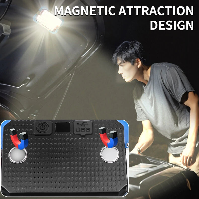 F023 Series LED Magnetic Work Light with Digital Display 3600mAh Battery Portable Multiple Light Mode USB-C Rechargeable IPX4 Waterproof for Camping Car Repair Emergency