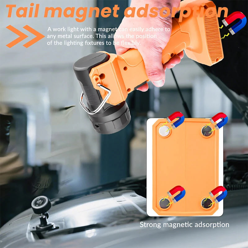 AH22 Rechargeable LED Work Light with Strong Magnetic Multi-light Source Design 90 Angle Adjustment Waterproof Portable Flashlight for Outdoor Camping Emergency