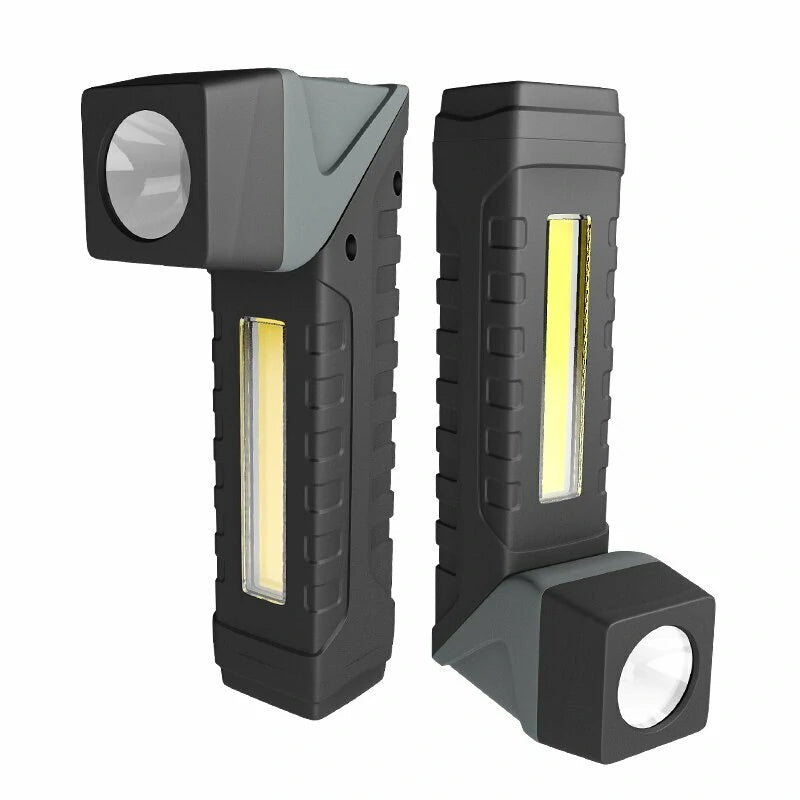 LED+COB Flashlight with Pen Clip Holder Rotatable Tail Flashlight with Magnet Strong Light Flashlight Working Light