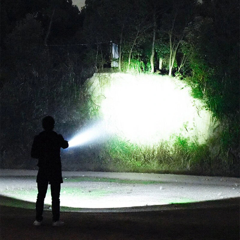 Solar Charging Powerful Spotlight With Strong Light Outdoor LED Flashlight Large Capacity Lithium Battery With Power Bank Function Portable Rechargeable Lamp Searchlight