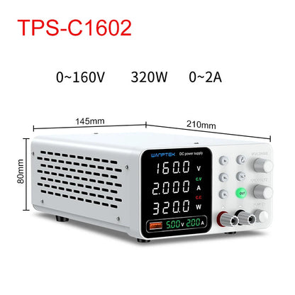 WAMPTEK Adjustable DC Power Supply TPS-C3010 150W 300W 320W 360W 0-160V Regulated Power Supply USB Fast Charge Overcurrent Protection Digital Display