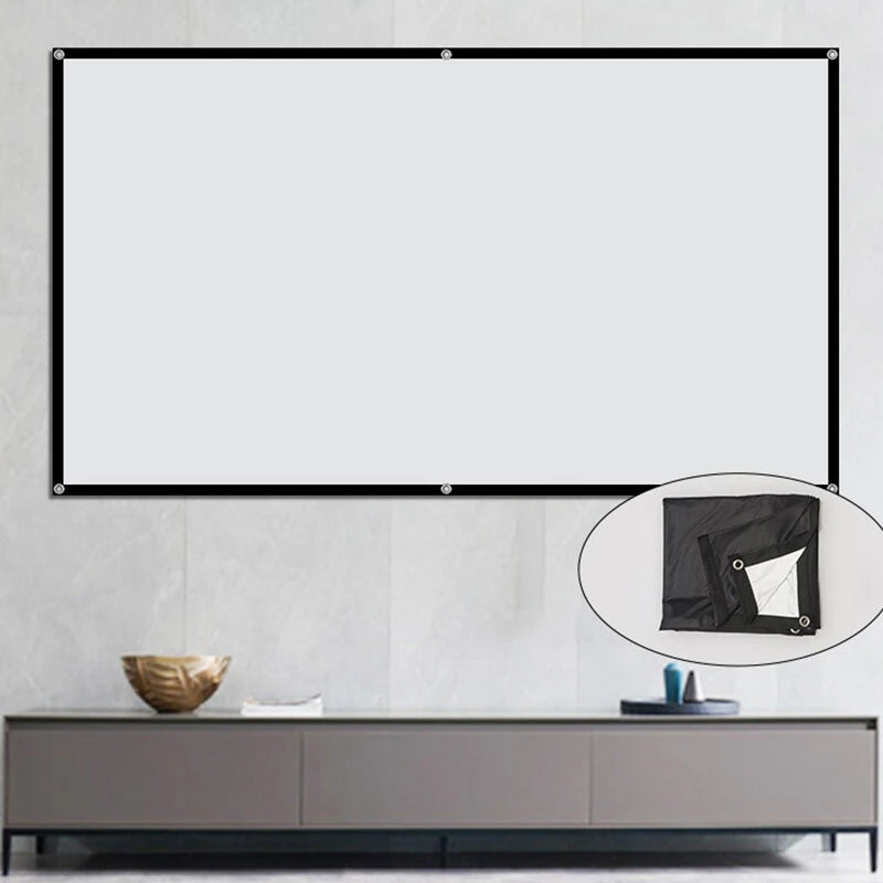 100/120 Inch Portable Foldable HD Projector Screen 16:9 Aspect Ratio Black Backing Outdoor Movie Screen for Home Theater Wide 160 Degree Viewing Angle Easy Installation