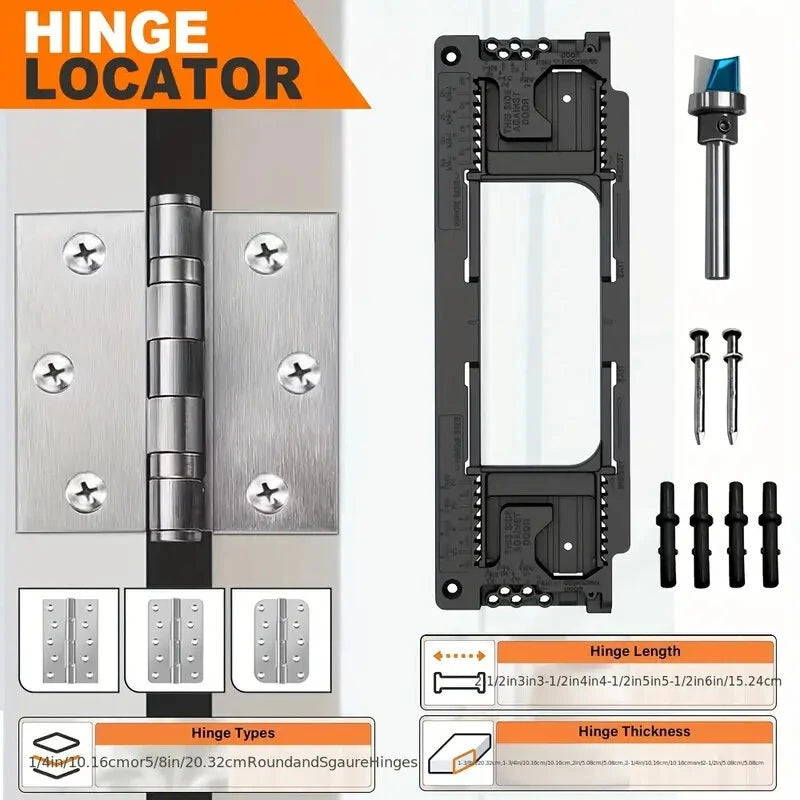 Polished Plastic Hinge Router Template Kit Adjustable for 2-1/2 to 6 Inch Hinges Square and Semidiameter Corners Easy Installation Sturdy Finish Industrial Hardware Tool